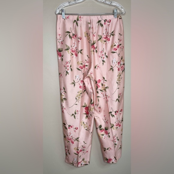 Sag Harbor Pink Pantsuit Elegant Sateen Floral Design Jacket Ankle Pants Size 12 - Picture 9 of 15